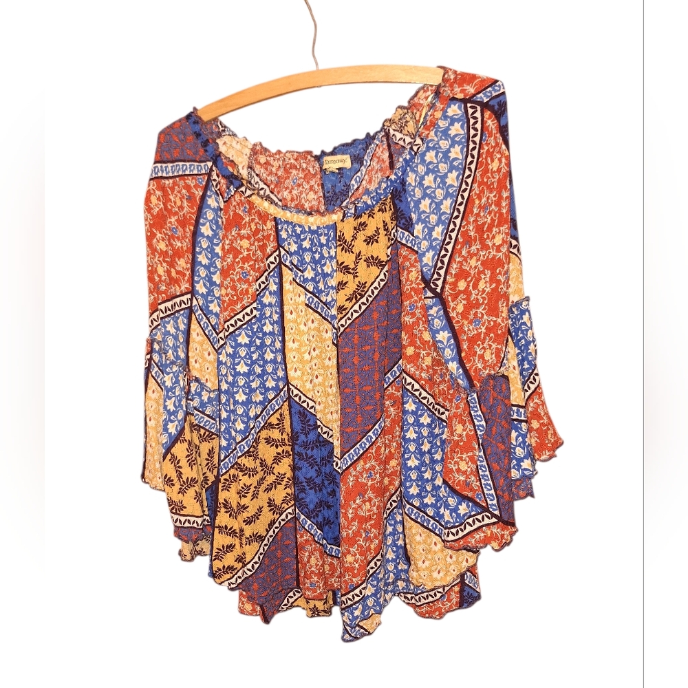 Democracy Multicolor Patchwork Oversized Pullover… - image 1